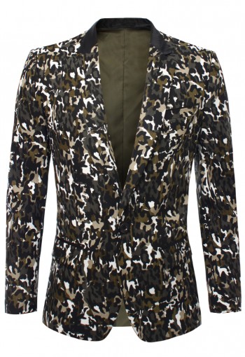 เสื้อสูทลายทหาร ปกดำ