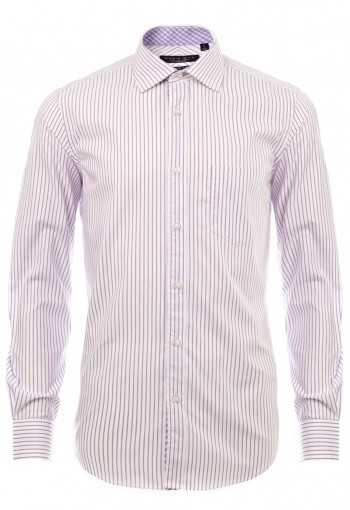 เสื้อเชิ้ตลายทางสีม่วง