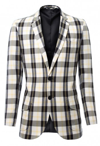 เสื้อสูทผ้าลายตาราง เหลือง