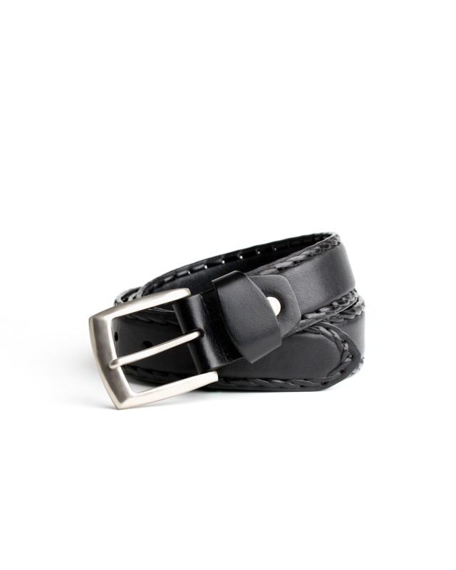 DGRIE BASIC BLACK LEATHER BELT WITH SILVER TONE BUCKLE