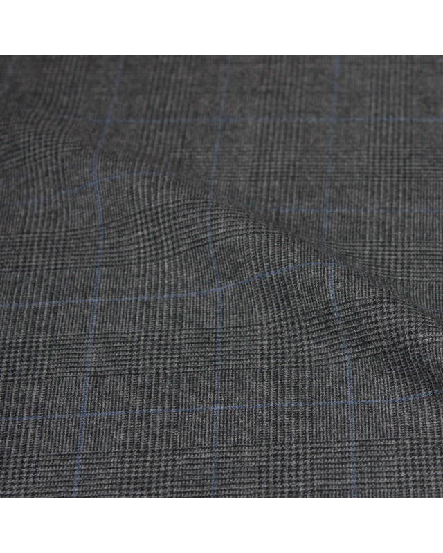 Medium Grey Blue Checked Windows Flannel Pants