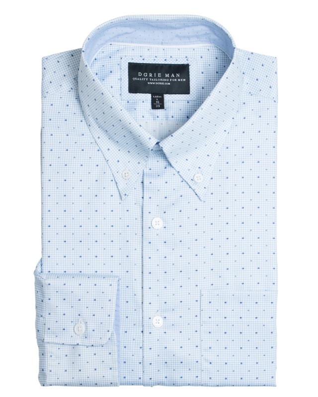 LIGHT BLUE CHECKED WITH NAVY BLUE FLORAL SHIRT