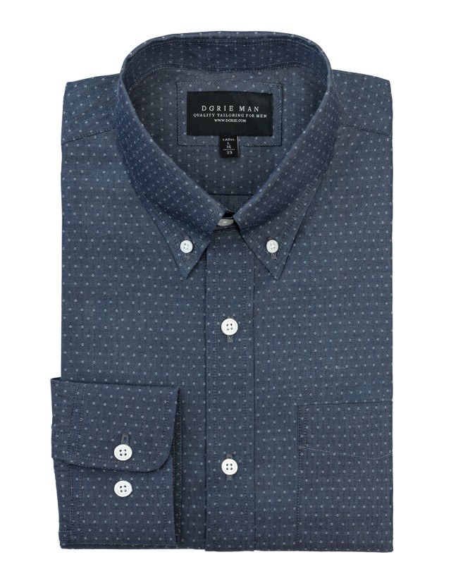 NAVY BLUE DENIM DOT SHIRT