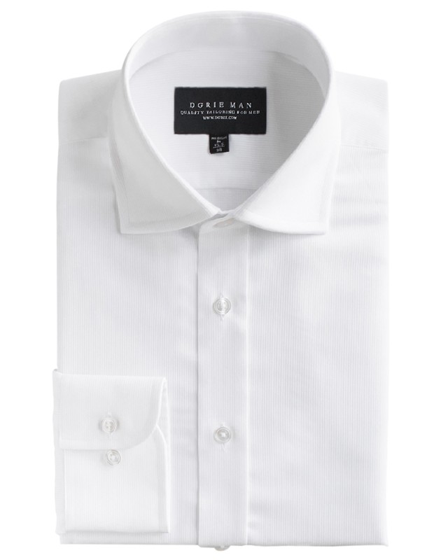 WHITE CURVE SPREAD COLLAR SHIRT