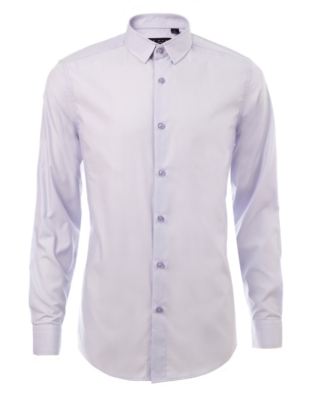 เสื้อเชิ้ตปกเล็กสีม่วงอ่อน