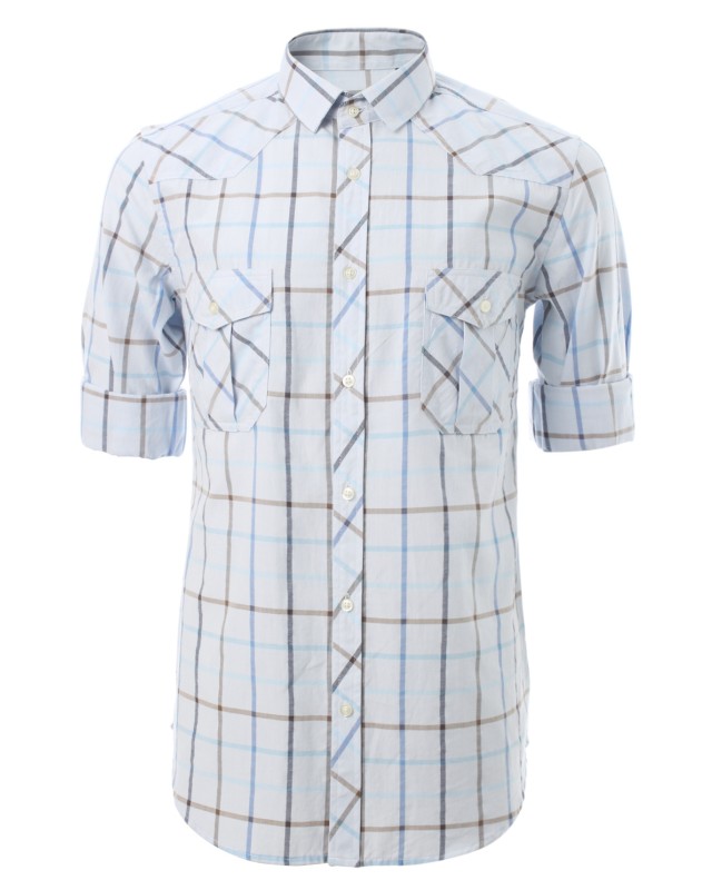 เสื้อเชิ้ตลายตารางสีฟ้า