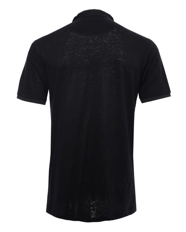 เสื้อโปโลสีดำปกสองชั้น