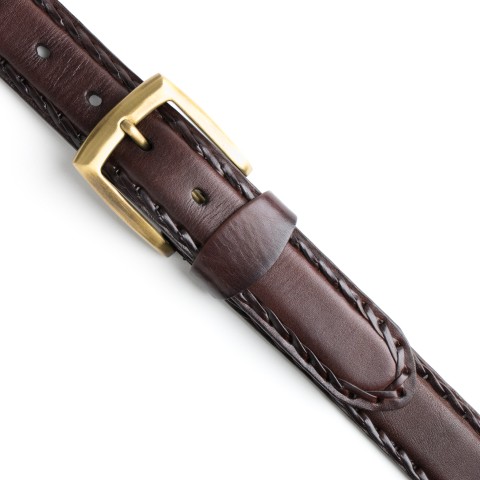 DGRIE BASIC BROWN LEATHER BELT WITH GOLD TONE BUCKLE
