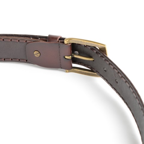 DGRIE BASIC BROWN LEATHER BELT WITH GOLD TONE BUCKLE