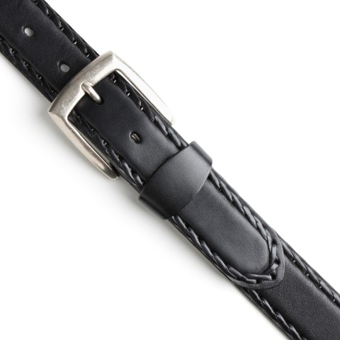 DGRIE BASIC BLACK LEATHER BELT WITH SILVER TONE BUCKLE