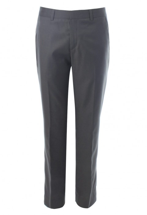 กางเกงทรงกระบอก สีเทา ผ้าวูล