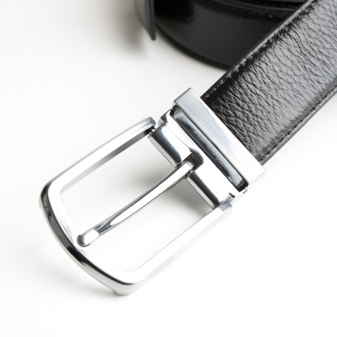 DGRIE ORIGINAL BLACK LEATHER BELT WITH SILVER TONE BUCKLE