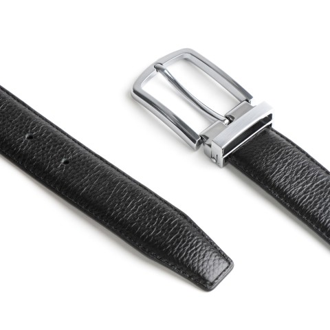 DGRIE ORIGINAL BLACK LEATHER BELT WITH SILVER TONE BUCKLE