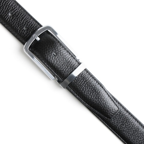 DGRIE ORIGINAL BLACK LEATHER BELT WITH SILVER TONE BUCKLE