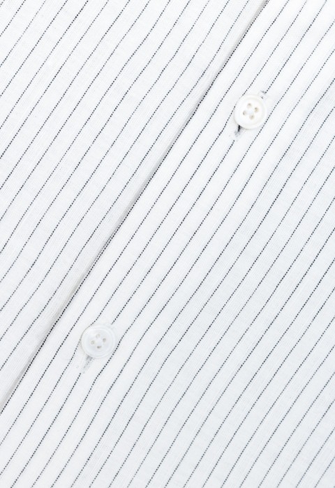 WHITE PINSTRIPE BUTTON DOWN SHIRT (Cotton / Linen)