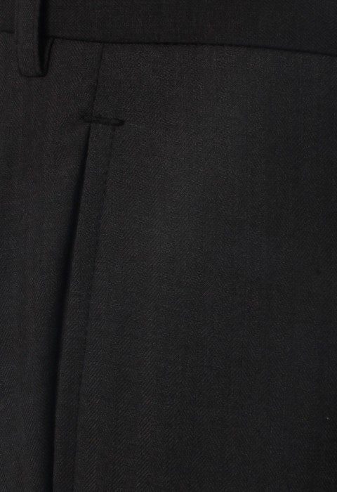 กางเกงสีเทาเข้ม ผ้าทอลายก้างปลา