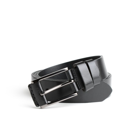 DGRIE BASIC BLACK LEATHER BELT WITH SILVER TONE BUCKLE