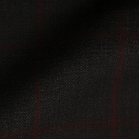 VERY DARK (MOSTLY BLACK) BROWN WINDOWPANE PLAID WOOL BLEND