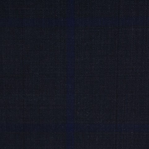 DARK NAVY BLUE  WINDOWPANE PLAID WOOL BLEND