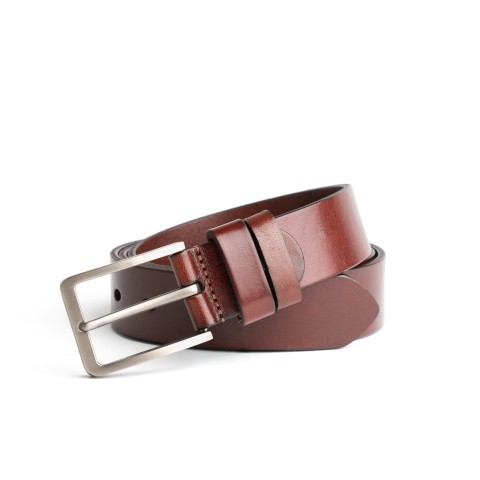 DGRIE BASIC BROWN LEATHER BELT WITH SILVER TONE BUCKLE
