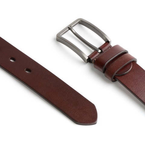 DGRIE BASIC BROWN LEATHER BELT WITH SILVER TONE BUCKLE