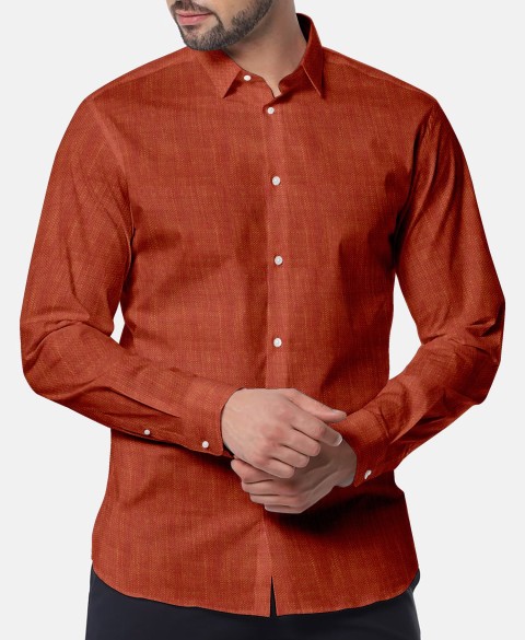 Orange LH2101-34 - Solid Pure Linen Shirts