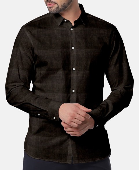 Brown LH2101-37 - Solid Pure Linen Shirts
