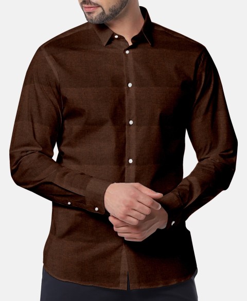 Brown LH2101-39 - Solid Pure Linen Shirts