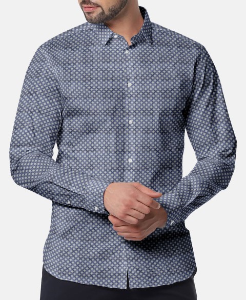 Blue PRT2303 - 100% cotton printed shirts