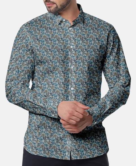 Blue PRT2311 - 100% cotton printed shirts