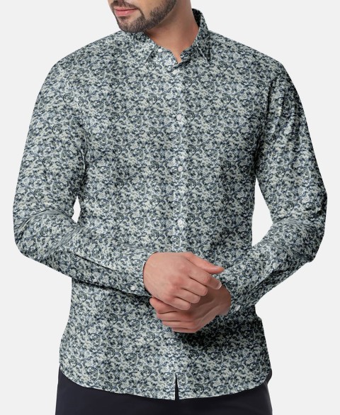 Blue PRT2315 - 100% cotton printed shirts