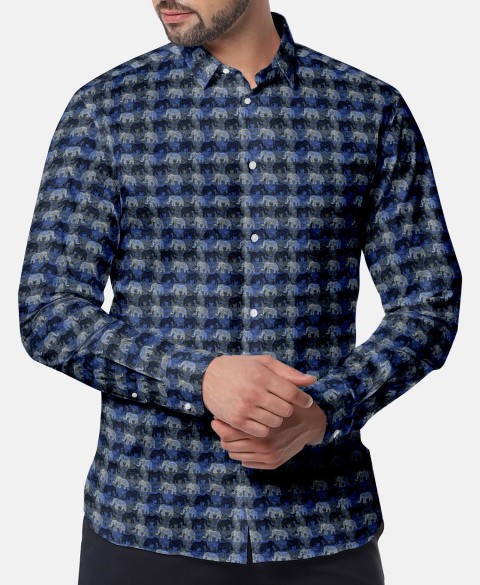 Blue PRT2323 - 100% cotton printed shirts