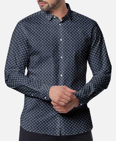 Blue PRT2338 - 100% cotton printed shirts