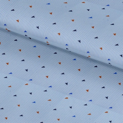 Blue PRT2343 - 100% cotton printed shirts