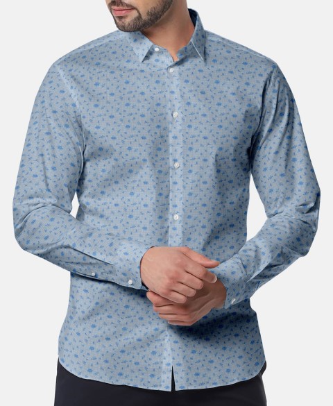 Light blue PRT2355 - 100% cotton printed shirts