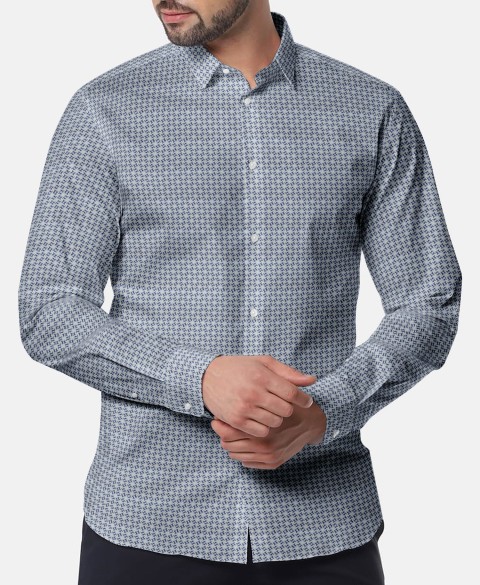Blue PRT2378 - 100% cotton printed shirts