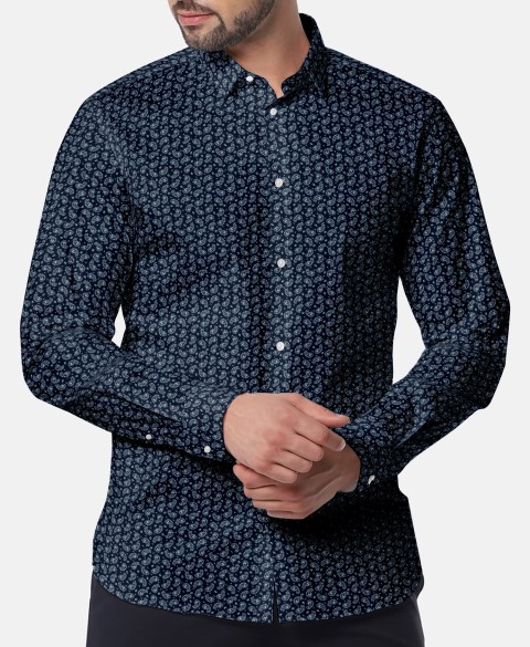 Blue PRT2411 - 100% cotton printed shirts