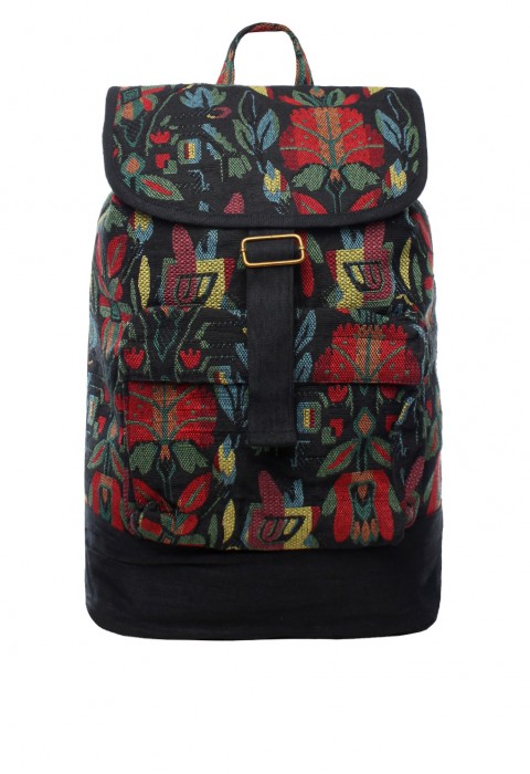 กระเป๋าเป้ทอลายดอกไม้กราฟฟิก