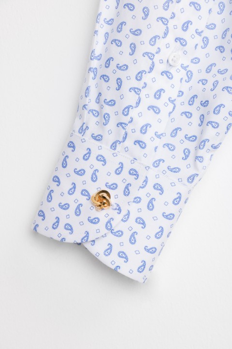 WHITE BLUE PAISLEY SHIRT 