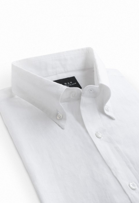 WHITE LINEN BUTTON DOWN SHIRT