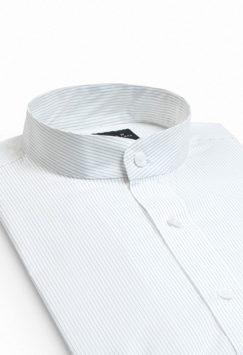 WHITE MANDARIN STRIPE SHIRT