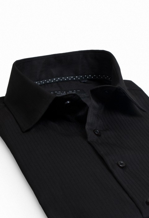 BLACK HERRINGBONE SHIRT