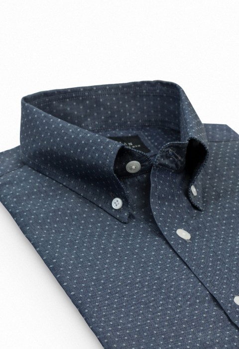 NAVY BLUE DENIM DOT SHIRT