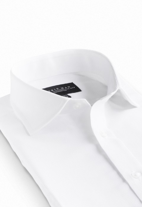 WHITE CURVE SPREAD COLLAR SHIRT