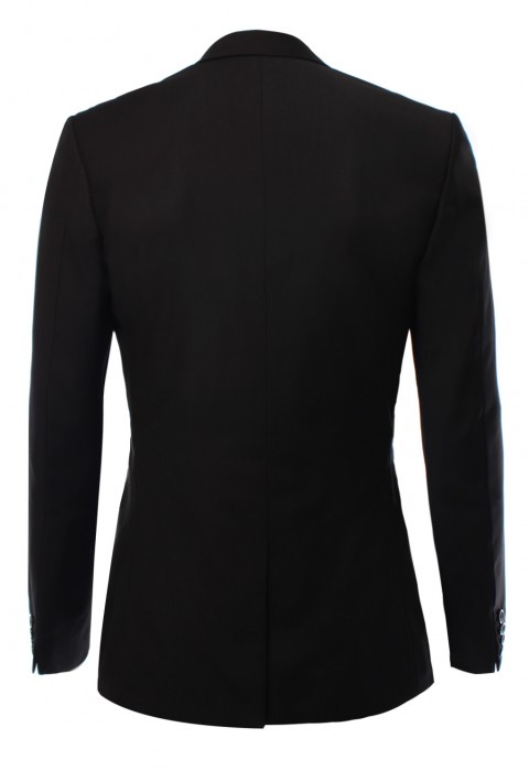 เสื้อสูทสีดำ 150s ซับในลายทาง กระดุมหนึ่งเม็ด