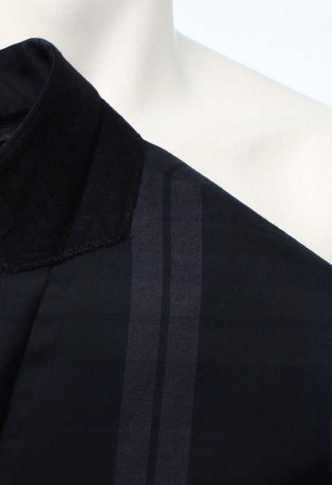 เสื้อสูท ผ้าวูล ทอลายทาง สีเทาเข้ม