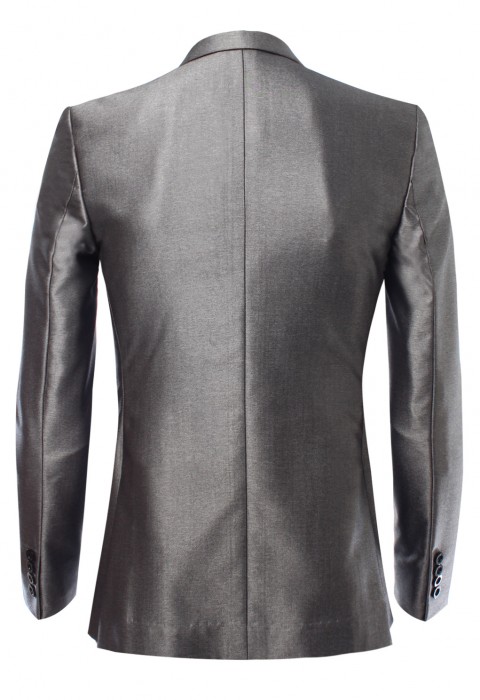 เสื้อสูทสีเทาเงิน Metallic Grey Shark Skin Suit