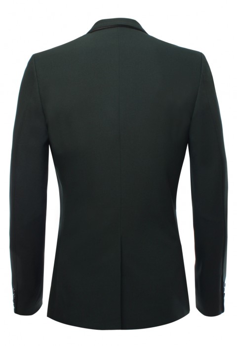 เสื้อสูทสีเขียว ตัดต่อขอบดำ กระดุมสองเม็ด