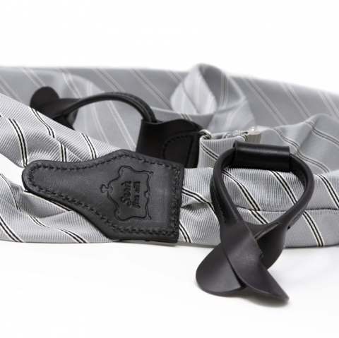 SERA Light Grey Striped Silk Suspenders Button Only