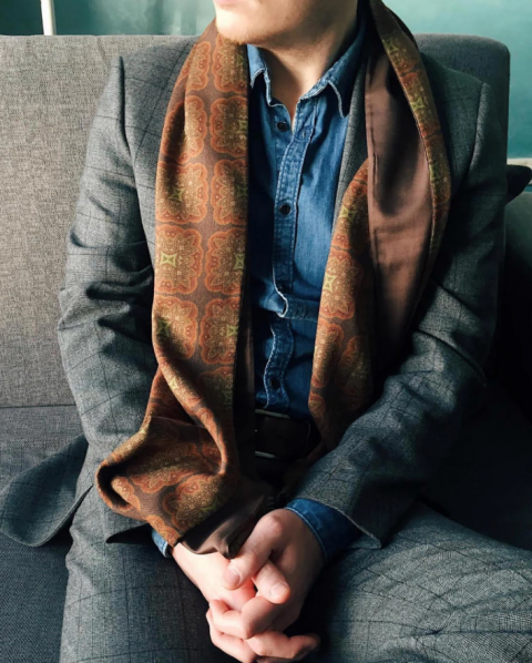 SERA Brown Wool & Silk Scarf